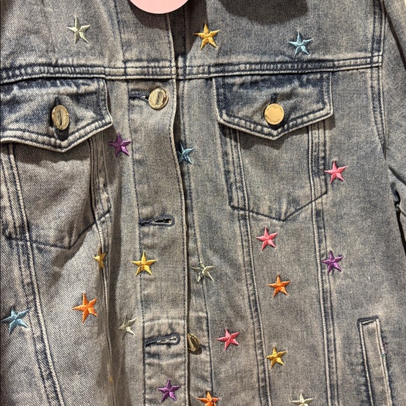 Dazzling Dreams x Park + Beach rainbow star denim jacket- size M - Picture 5 of 7